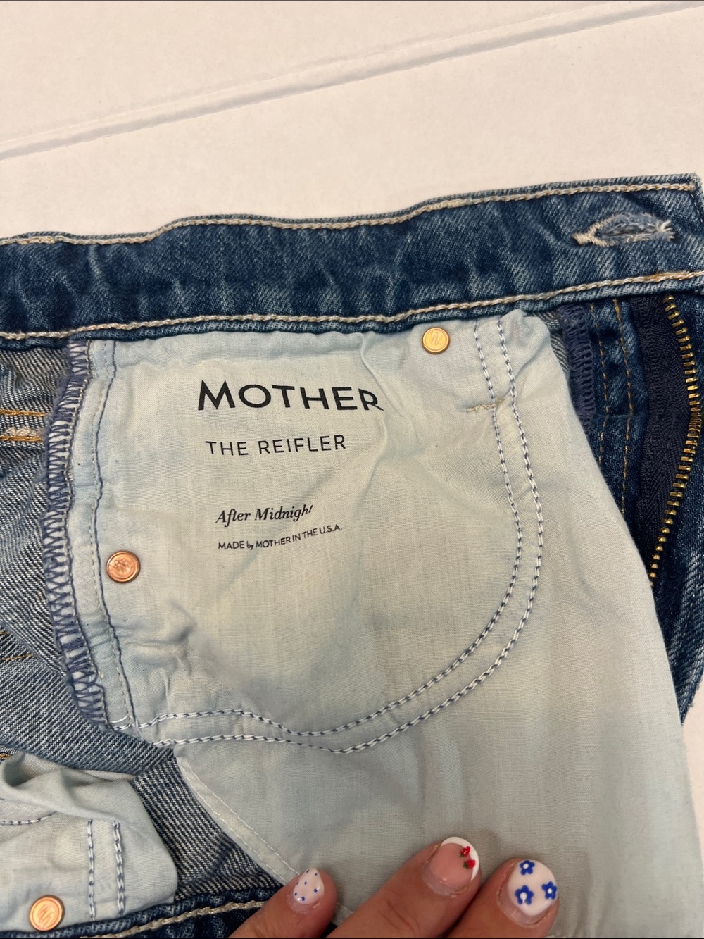 MOTHER Mid Blue Straight Leg Jeans - Picture 10 of 16